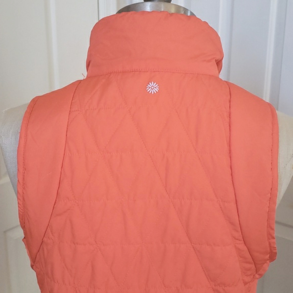 TANGERINE Orange Coral Quilted Puffer Vest SIZE SMALL Reflective Technical Warm - Picture 8 of 13